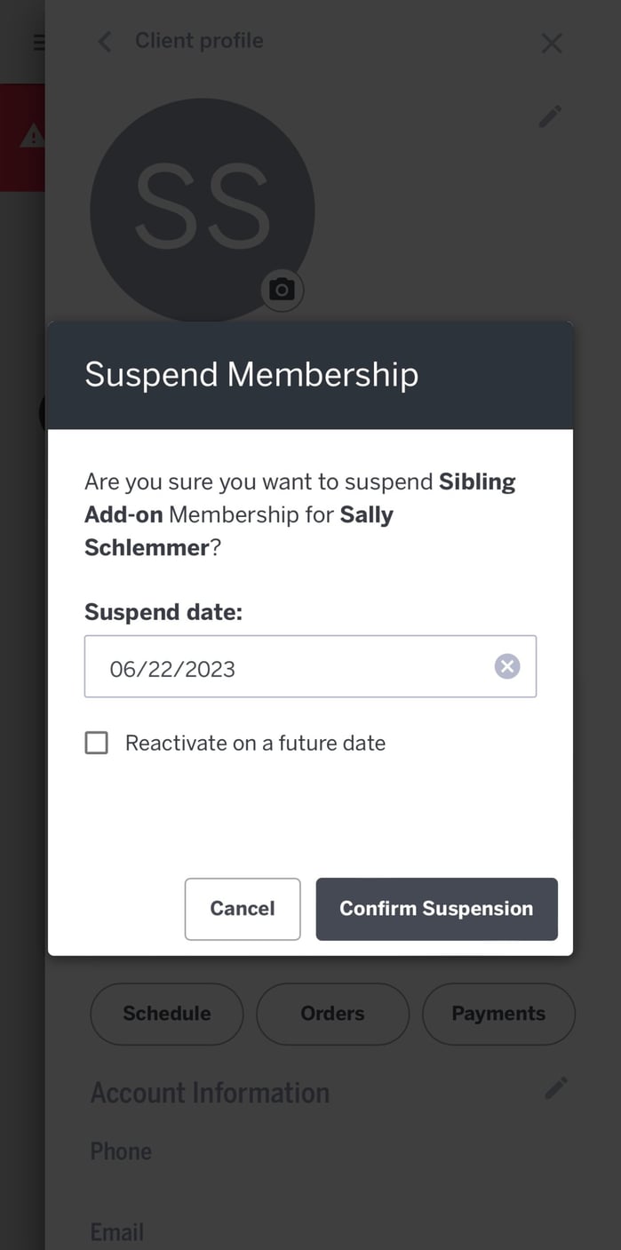 Suspend a Membership